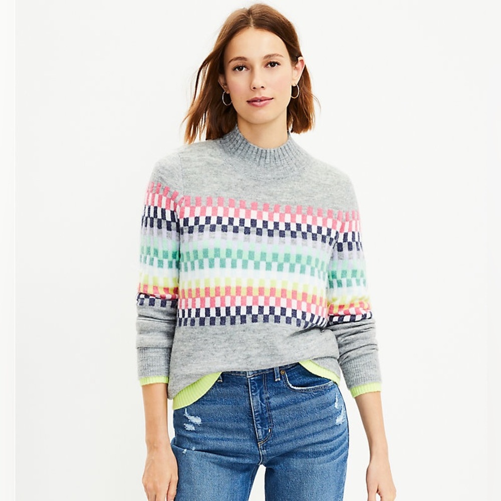 Loft Geo Mock Neck Sweater